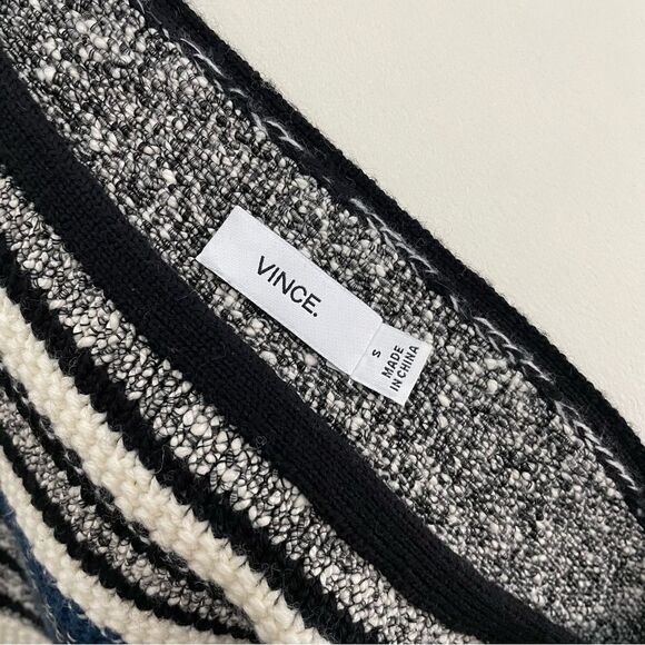 Vince Boucle Knit Textured Wool Blend Striped Boatneck Sweater Size Small - Picture 9 of 10